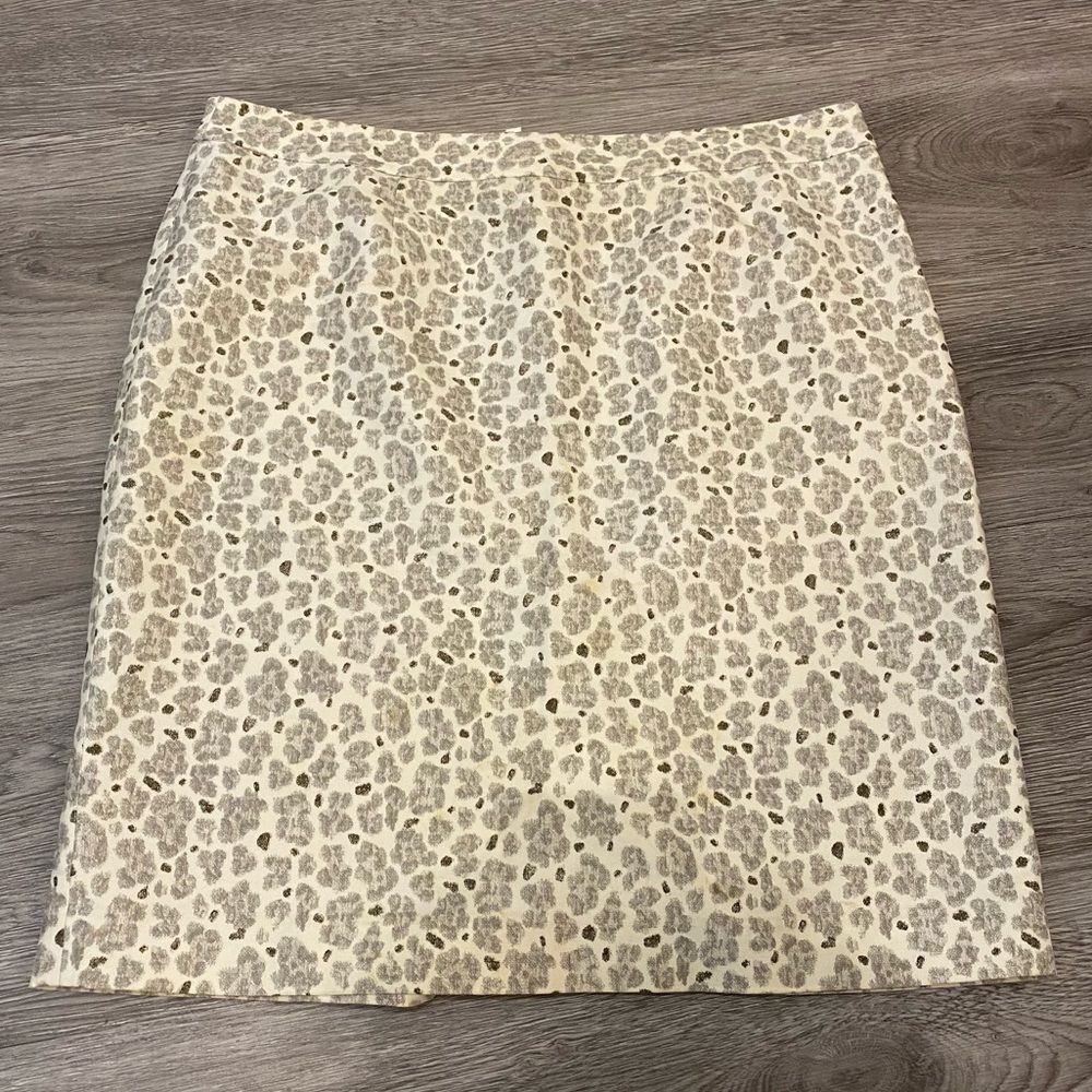 Ann Taylor Loft Skirt - cream and grey cheetah print- size 12